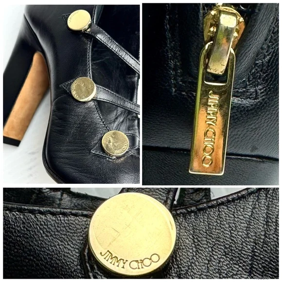Jimmy Choo Venice black leather multi strap 100 MM pump size 7